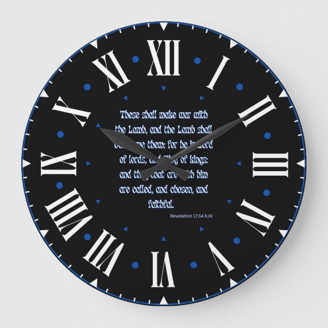 Grande Horloge Ronde Apocalypse 17:14 KJV Bible Verse Roman Numeral (Recto)