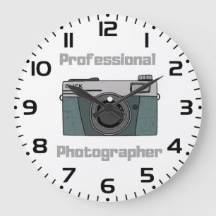Grande Horloge Ronde Appareil Photo Professionnel Rétro Vintage