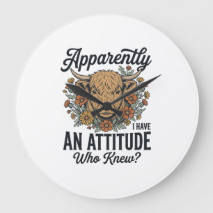 Grande Horloge Ronde Apparemment j'ai un t-shirt de vache des Highlands