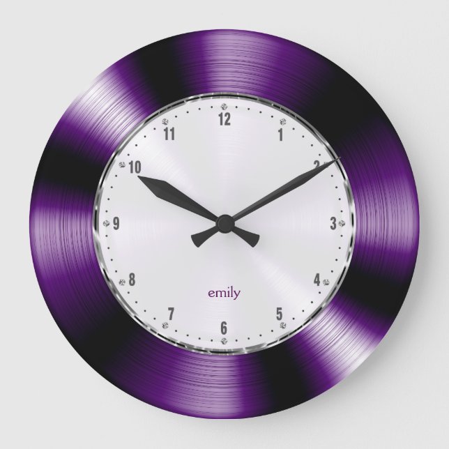 Grande Horloge Ronde Apparence métallique en fibre de carbone violet (Recto)