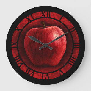 Grande Horloge Ronde Apple rouge