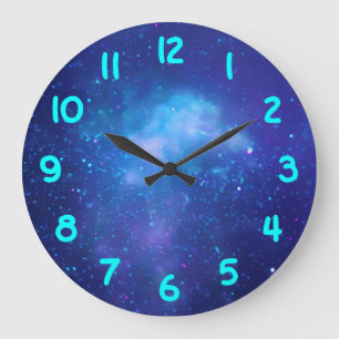 Grande Horloge Ronde Aqua Numbers Blue Galactic Center Celestial