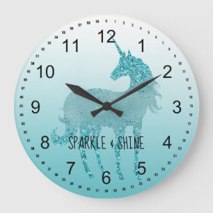 Grande Horloge Ronde Aqua Sparkle