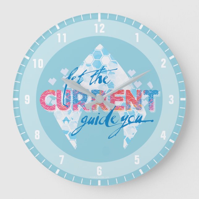 Grande Horloge Ronde Aquaman | Graphique Logo "Let The Current Guide Yo (Recto)