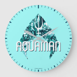 Grande Horloge Ronde Aquaman   Orin, Mera, Orm et Manta noir dans le