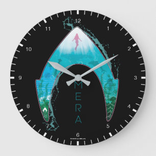 Grande Horloge Ronde Aquaman   Voir par Mera Symbole Ocean Graphic