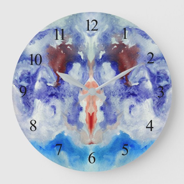 Grande Horloge Ronde Aquarelle Abstraite I (Recto)