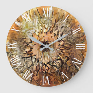 Grande Horloge Ronde Aquarelle Big Sun Sunflower Collection élégante