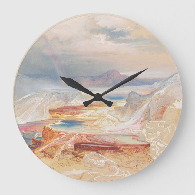 Grande Horloge Ronde Aquarelle fine Art Minerva Terrasse Yellowstone (Recto)