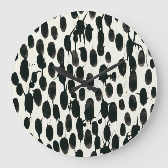 Grande Horloge Ronde Aquarelle noire invariable d'I | (Recto)