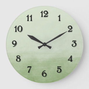 Grande Horloge Ronde Aquarelle Ombre Verte