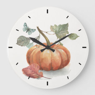Grande Horloge Ronde Aquarelle Russe Citrouille d'automne