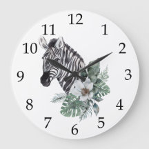 Aquarelle Safari Zebra Fleurs tropicales