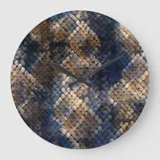 Grande Horloge Ronde Aquarelle Sauvage Snakeskin Design transparent