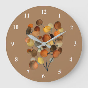 Grande Horloge Ronde Arbre Abstrait brun d'automne