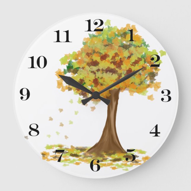 Grande Horloge Ronde Arbre d'automne solitaire (Recto)