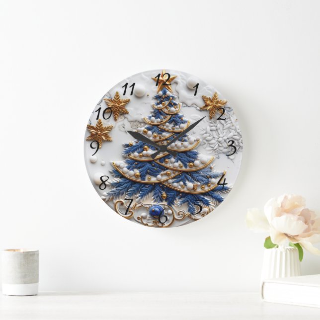 Grande Horloge Ronde Arbre de Noël classique Design de Noël festif (Maison)