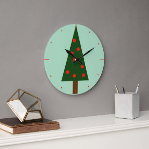 Grande Horloge Ronde Arbre de Noël en formes simples