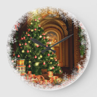 Grande Horloge Ronde Arbre de Noël et cadeaux