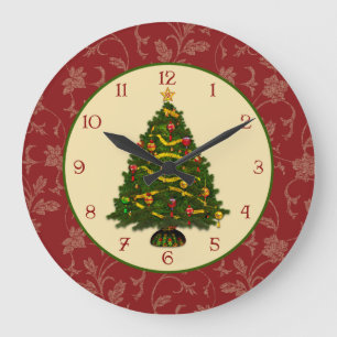Grande Horloge Ronde Arbre de Noël festif