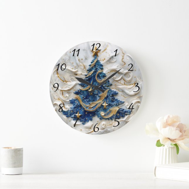 Grande Horloge Ronde Arbre de Noël intemporel (Maison)