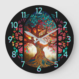 Grande Horloge Ronde Arbre de Verre de la Vie