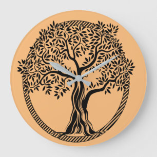 Grande Horloge Ronde arbre de vie-cadre-spirituel