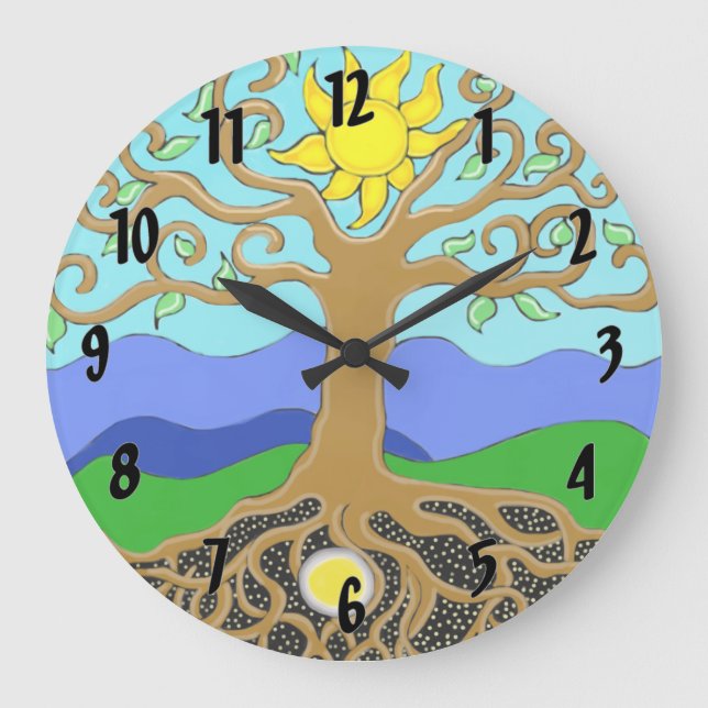 Grande Horloge Ronde Arbre de vie Mandala (Recto)