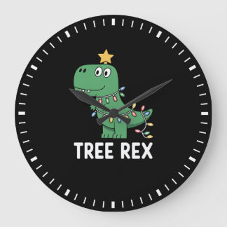 Grande Horloge Ronde Arbre Drôle Rex Noël Dinosaure Vacances Jeux de Mo