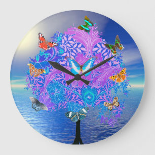 Grande Horloge Ronde Arbre papillon