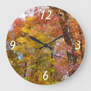 Grande Horloge Ronde Arbres d'automne orange et jaune Photographie d'au