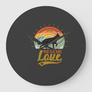 Grande Horloge Ronde Arbres de sauvetage d'amour de chien Coucher de so