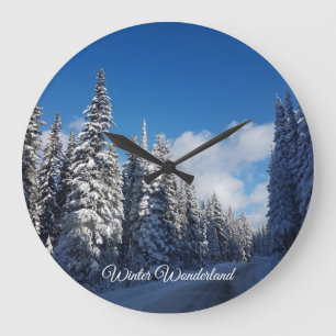 Grande Horloge Ronde arbres paisible paysage de neige apaisant hiver