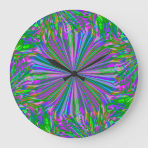 Grande Horloge Ronde Arc-en-ciel Abstrait de liquides fluides par Heva 