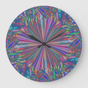 Grande Horloge Ronde Arc-en-ciel Abstrait de liquides fluides par Heva 