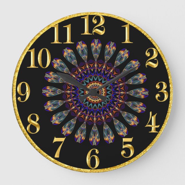 Grande Horloge Ronde Arc-en-ciel chromatique prismatique avec chiffres  (Recto)