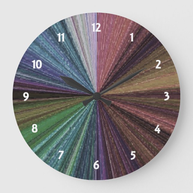 Grande Horloge Ronde Arc-en-ciel en terre rayé (Recto)