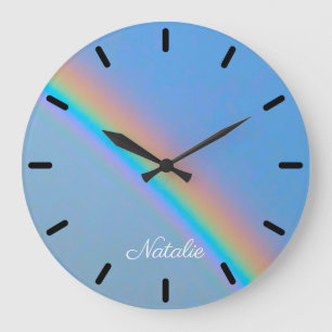 Grande Horloge Ronde Arc-en-ciel naturel