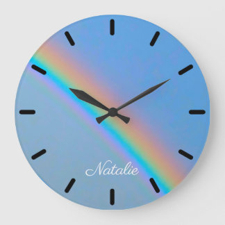 Grande Horloge Ronde Arc-en-ciel naturel