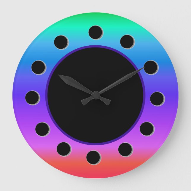Grande Horloge Ronde Arc-en-ciel Pastel lumineux (Recto)