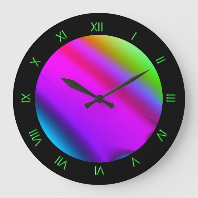 Grande Horloge Ronde Arc-en-ciel psychédélique (Recto)