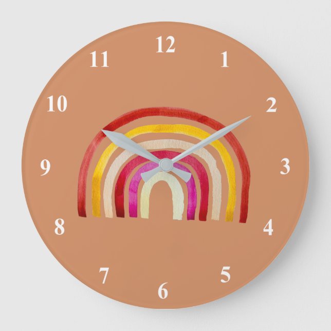 Grande Horloge Ronde Arc-en-ciel rétro jolie aquarelle (Recto)