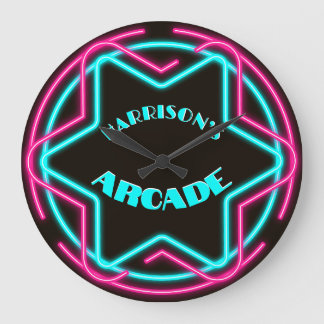 Grande Horloge Ronde Arcade du bar Neon vintage