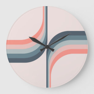 Grande Horloge Ronde Arcs colorés de style rétro