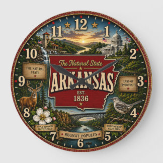 Grande Horloge Ronde Arkansas State Vintage Map