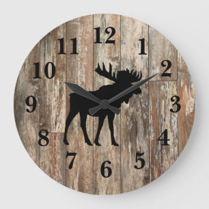 Grande Horloge Ronde Armoire en silhouette noir orignal Décor rustique 