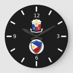 Grande Horloge Ronde Armoiries des Philippines portant le pavillon