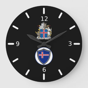 Grande Horloge Ronde Armoiries islandaises du pavillon grand réveil