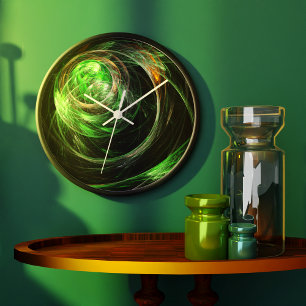 Grande Horloge Ronde Around the World Green Abstract Art Round