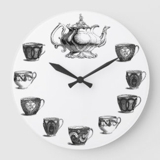 Grande Horloge Ronde arrière - plan blanc à thé vintage